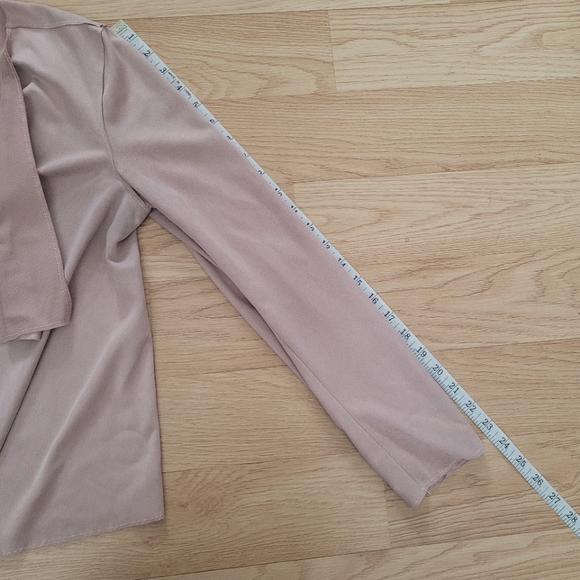 Faux Suede Soft Dusty Pink Open Cardigan Shrug - M - Picture 9 of 9